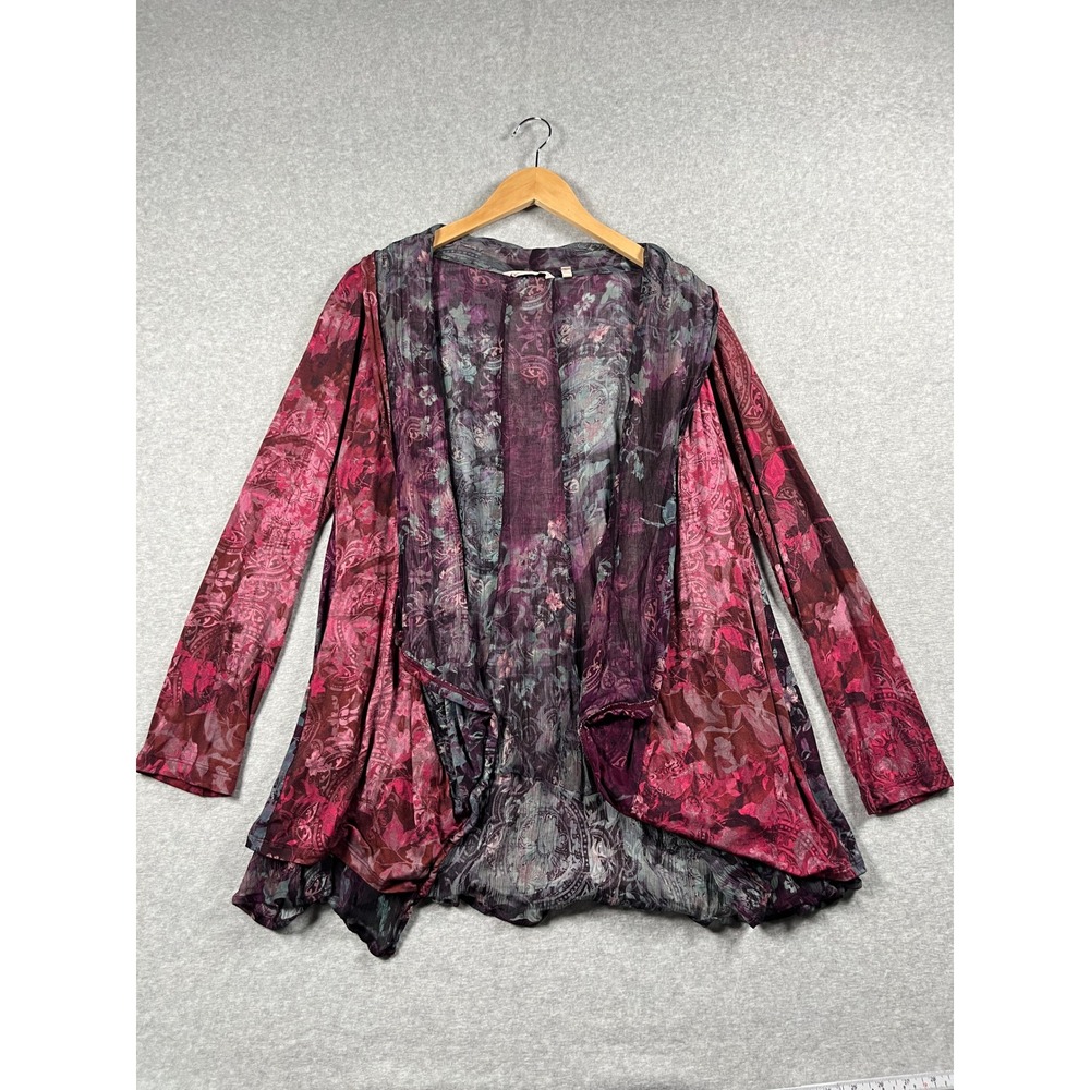 Soft Surroundings Cardigan Women Petite XS Purple Floral Whimsigoth Fairy Grunge